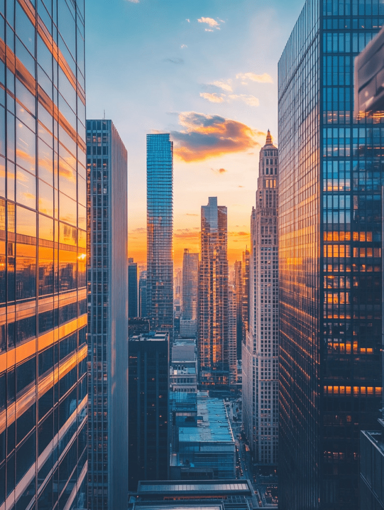 sunmoolin_A_vibrant_skyline_or_cityscape_of_high-rise_commercia_f3db81fa-8f14-4e40-b0c6-1eb45a7d99eb